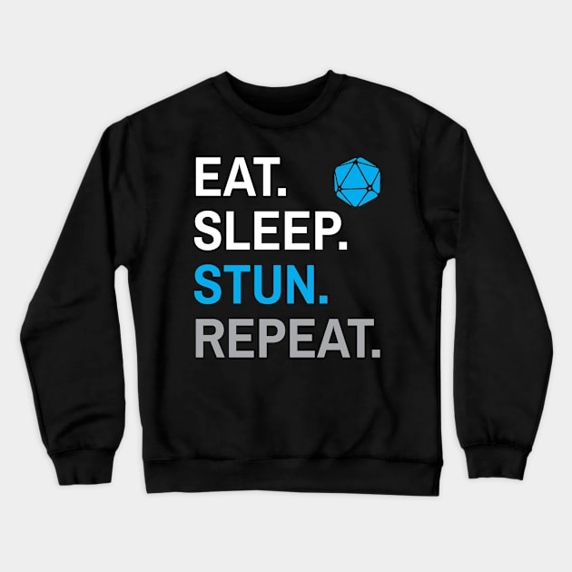 D&D Monk Eat Sleep Stun Repeat Crewneck Sweatshirt by Sunburst